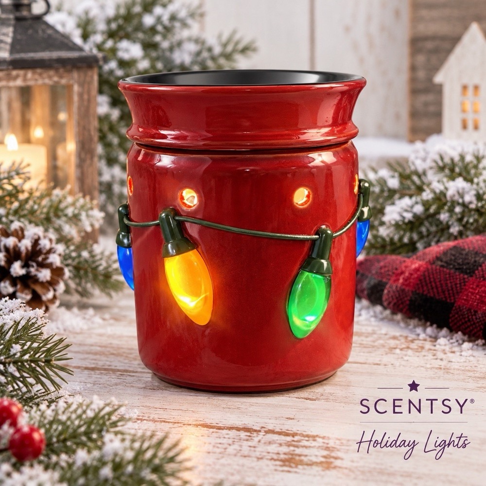 Scentsy Holiday Lights Full Size Christmas Wax Warmer Red New Open Box - RETIRED